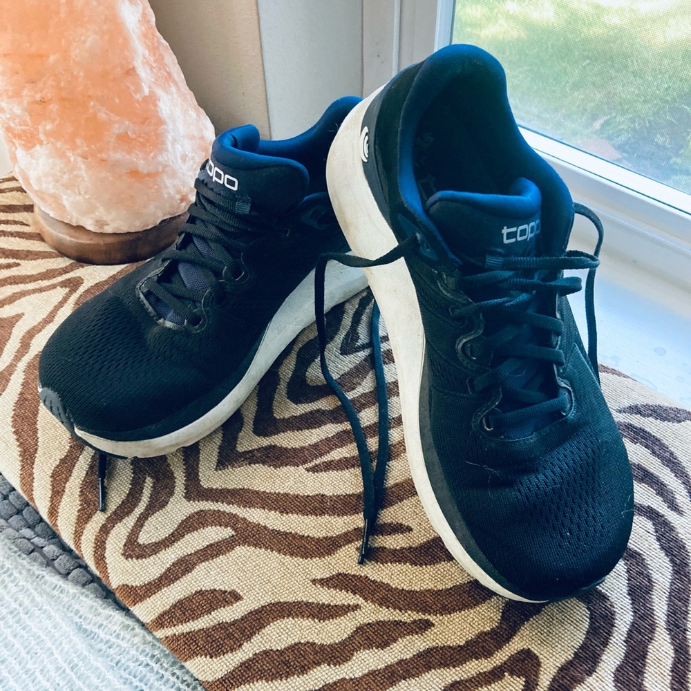 Topo Designs White and Blue Athletic Shoes Modern Breathable